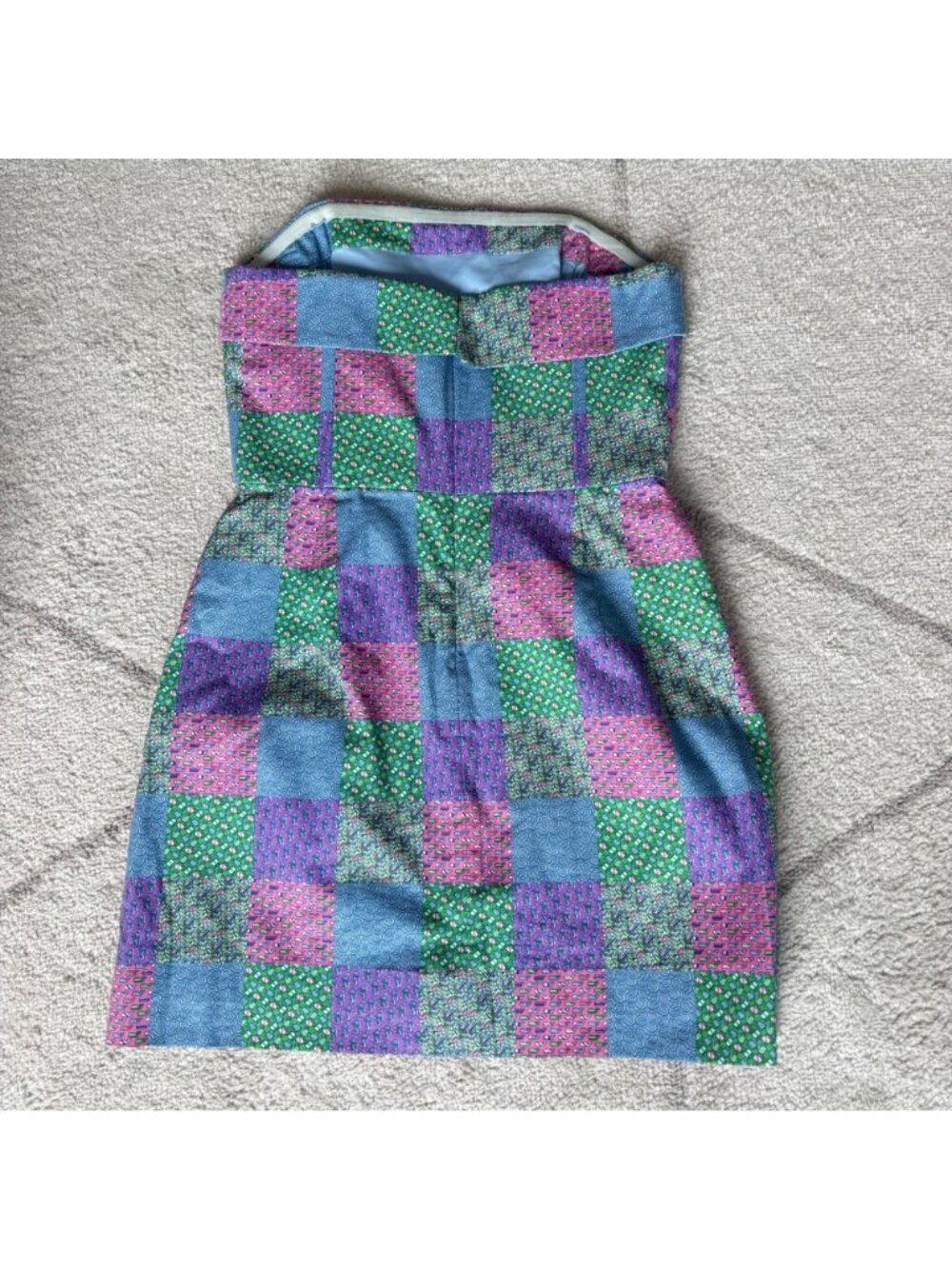 Vineyard Vines Kentucky Derby Strapless Patchwork Dress Preppy Horseshoe Print - Picture 4 of 10